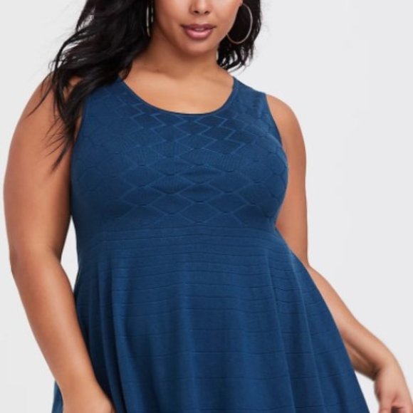 torrid Dresses & Skirts - Torrid Plus Size Navy Skater Sweater Dress
